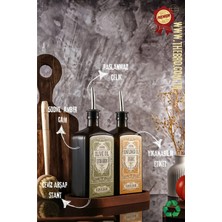 St. Morritz 500ML Ahşap Stantlı New Premium Zeytinyağı ve Ayçiçek Yağı Şişesi Yeşil Sarı