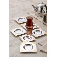 ÖzSa Home 6'lı Hürrem Çay Tabağı - 18/10 Paslanmaz Çelik 6 Kişilik
