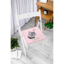 Rem Home Rengirenk Dekoratif Sandalye Minderi Pembe Yaprak 40 x 40 cm Mutfak Balkon Oturma Minderi