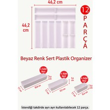 St. Morritz Beyaz Yeni Renk Sert Plastik 12'li Set Kaşıklık Çekmece Içi Modüler Düzenleyici White