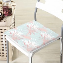 Rem Home Rengirenk Dekoratif Sandalye Minderi Beyaz Yaprak 40 x 40 cm Mutfak Balkon Oturma Minderi