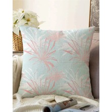 Rem Home Rengirenk Dekoratif Kırlent Kılıfı Beyaz Yaprak 43 x 43 cm Salon Koltuk Kanepe Yastık Kılıfı