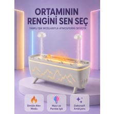 Ruhes Yağmur Efektli Hava Nemlendirici 280 ml Aromaterapi Difüzörü Alev Modlu Uzaktan Kumandalı