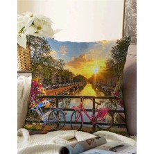 Rem Home Rengirenk Dekoratif Kırlent Kılıfı 43 x 43 cm Salon Koltuk Kanepe Yastık Kılıfı