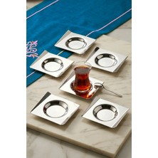 ÖzSa Home 6'lı Avons Çay Tabağı - 18/10 Paslanmaz Çelik 6 Kişilik