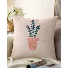 Rem Home Rengirenk Dekoratif Kırlent Kılıfı Yaprak 43 x 43 cm Salon Koltuk Kanepe Yastık Kılıfı