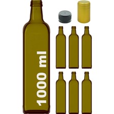 Afracam Maraska Yeşil 1000 ml Kilitli Kapaklı ve Kapüşonlu Boş Cam Şişe 6 Adet