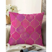 Rem Home Rengirenk Dekoratif Kırlent Kılıfı Pembe 43 x 43 cm Salon Koltuk Kanepe Yastık Kılıfı
