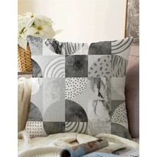 Rem Home Rengirenk Dekoratif Kırlent Kılıfı Gri Mermer 43 x 43 cm Salon Koltuk Kanepe Yastık Kılıfı