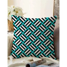 Rem Home Rengirenk Dekoratif Kırlent Kılıfı Beyaz Çizgili 43 x 43 cm Salon Koltuk Kanepe Yastık Kılıfı