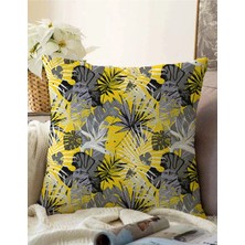 Rem Home Rengirenk Dekoratif Kırlent Kılıfı Beyaz Yaprak 43 x 43 cm Salon Koltuk Kanepe Yastık Kılıfı