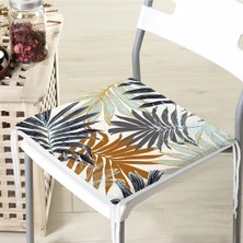 Rem Home Rengirenk Dekoratif Sandalye Minderi Gri Yaprak 40 x 40 cm Mutfak Balkon Oturma Minderi