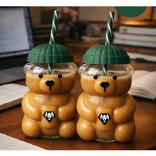 St. Morritz 2 Adet Teddy Bear Barista Cam Isıya Dayanıklı Içecek Bardağı Ayıcıklı Bardak 500 ml