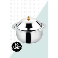 Vipinox 10 Adet Olivium Kapaklı Şekerlik 18/10 Paslanmaz Çelik Şekerlik