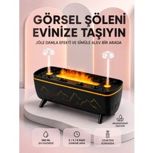 Marsilyan Dekoratif Siyah Hava Nemlendirici Jöle Damla ve Alev Efektli LED Işıklı Aroma Difüzörü