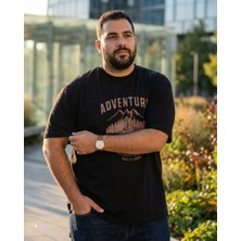 Ramon Miele Büyük Beden Bisiklet Yaka Baskılı Erkek Tshirt