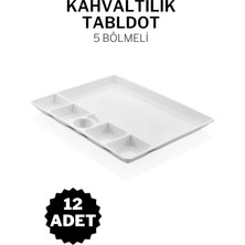 ÖzSa Home 12 Adet Kırılmaz Kahvaltılık Tabldot Otel Okul Yemekhane Için 5 Bölmeli Melamin Kahvaltı Tabağı