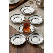 ÖzSa Home Rio Çay Tabağı 6 Lı Çelik 18/10 Tüm Çay Bardaklarına Uyumlu