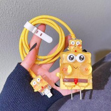 Aksesuarda Apple IPHONE 18WATT 20WATT Uyumlu Şarj Başlık ve Kablo Koruyucu Set Silikon Kılıf