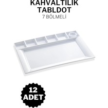 ÖzSa Home 12 Adet Kırılmaz Kahvaltılık Tabldot Otel Okul Yemekhane Için 7 Bölmeli Melamin Kahvaltı Tabağı