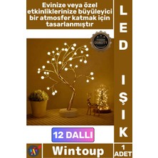 Wintoup #led USB Pilli 36 Ledli 12 Dallı Şık Ev Ofis Hediye Dekoratif Masa Üstü Işıklı Ağaç Inci LED Işık