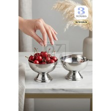 ÖzSa Home Luce Ikili 18/10 Paslanmaz Çelik Dondurma Tatlı Sunum Kasesi Çelik Sunumluk Ikramlık 10CM