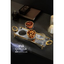 ÖzSa Home Anes 3'lü Çerezlik Kulplu Ikramlık Sunumluk 18/10 Paslanmaz Çelik Elysia Kase Ikramlık Reçellik