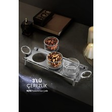ÖzSa Home Anes 3'lü Çerezlik Kulplu Ikramlık Sunumluk 18/10 Paslanmaz Çelik Elysia Kase Ikramlık Reçellik