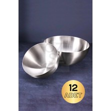 ÖzSa Home 12'li Paslanmaz Çelik Çerezlik Kuruyemişlik Çerezlik Takımı 8.5 cm Kase