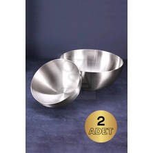 ÖzSa Home 2'li Paslanmaz Çelik Çerezlik Kuruyemişlik Çerezlik Takımı 8.5 cm Kase
