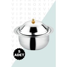 Vipinox 5 Adet Olivium Kapaklı Şekerlik 18/10 Paslanmaz Çelik Şekerlik
