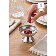ÖzSa Home Luce Ayaklı 18/10 Paslanmaz Çelik Dondurma Tatlı Sunum Kasesi Çelik Sunumluk Ikramlık 8cm