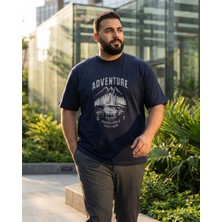 Ramon Miele Büyük Beden Bisiklet Yaka Baskılı Erkek Tshirt