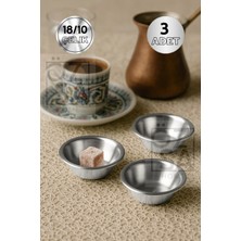 ÖzSa Home 3 Adet 18/10 Paslanmaz Çelik Kahve Yanı Lokumluk Reçellik Burger Yanı Sosluk 7,5 cm