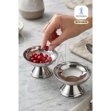 ÖzSa Home Luce Ikili 18/10 Paslanmaz Çelik Dondurma Tatlı Sunum Kasesi Çelik Sunumluk Ikramlık 8cm