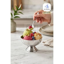 ÖzSa Home Luce Ayaklı 18/10 Paslanmaz Çelik Dondurma Tatlı Sunum Kasesi Çelik Sunumluk Ikramlık 11CM