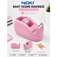 Noki Bant Kesme Makinesi Toz Pembe | 12 x 33 ve 19 x 33 mm Bant Uyumlu + Bant Hediyeli