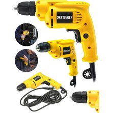 Steiner Alman 1400 Watt 10 mm Professional Bakır Sargılı Kablolu Darbesiz Vidalama Matkap Sarı