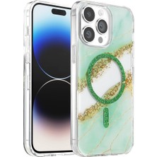 Grandor Onegif Apple Iphone 15 Pro Max Lotus Simli Magsafe Kapak - Yeşil