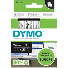 Dymo S0720920, D1 Yedek Şerit (24 mm x 7 Mt), Şeffaf/siyah (53710)