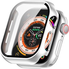 Caseonn Apple Watch Series 8 41MM Kılıf Tam Korumalı Ekran Koruyuculu Sert Bumper Kasa Gümüş