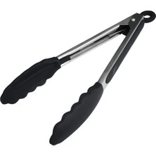 St. Morritz Antrasit/siyah Silikon Uçlu Metal Maşa Antrasit/siyah Renk Servis, Mangal ve Kızartma Maşası 23 cm