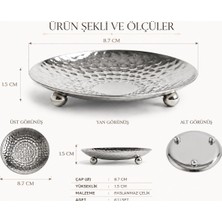 Parla Decor Paslanmaz Çelik 6 Lı Gümüş Darbeli Lokumluk, Çerezlik, Kahvaltılık, Çok Amaçlı Sunumluk