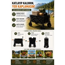 Akıllı Bayi Katlanır Kamp Arabası 130 kg Kapasiteli Üst Tablalı Kalın Tekerlekli Çok Amaçlı Taşıma Ara