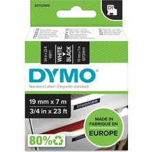 Dymo S0720910, D1 Yedek Şerit (19 mm x 7 Mt), Siyah/beyaz (45811)