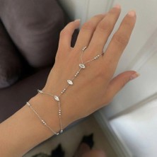 Merve Takı Özel Seri Markiz Taşlı Silver Şahmeran
