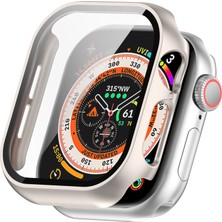 Caseonn Apple Watch Series 7 45MM Kılıf Tam Korumalı Ekran Koruyuculu Sert Bumper Kasa Starlight
