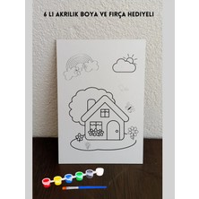 St. Morritz Ev Ağaç Ahşap Boyama, Anaokulu Çocuk Boyama Etkinliği, Ahşap Boyama Seti, Anaokulu Etkinlik