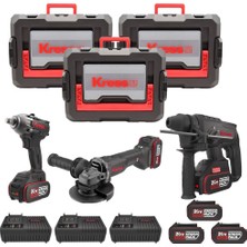 Kress Krks1 KUB30.2 + KU390.4 + KUH10.2 20VOLT/4AH. 6 Adet Akülü Profesyonel Kombo Set