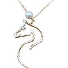 Fasek Gold Gümüş Kolye At Desenli, Tek Ebat, HNKYUZ2440, Sarı, Kadın